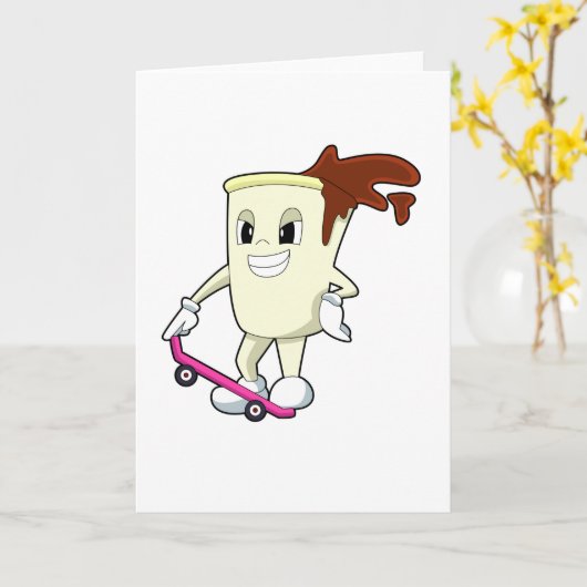 Kaffee als Skater mit Skateboard Karte (Gelbe Blume)