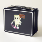 Kaffee als Skater mit Skateboard Metall Brotdose (Rückseite)