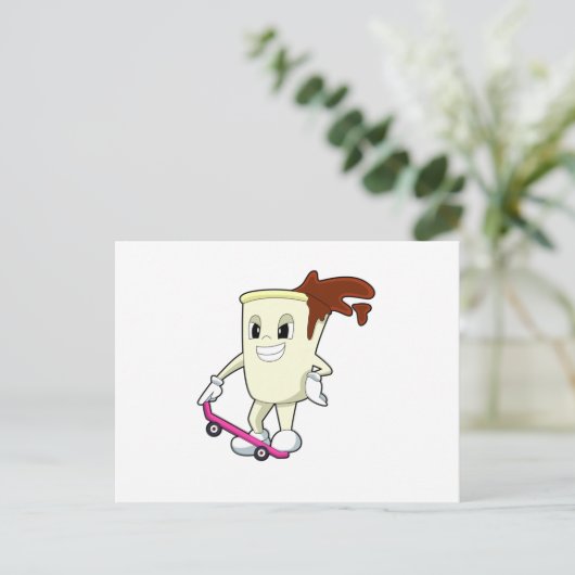 Kaffee als Skater mit Skateboard Postkarte (Stehend Vorderseite)