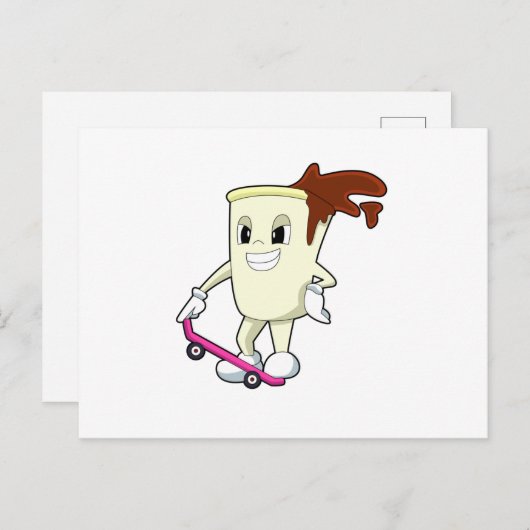 Kaffee als Skater mit Skateboard Postkarte (Vorne/Hinten)