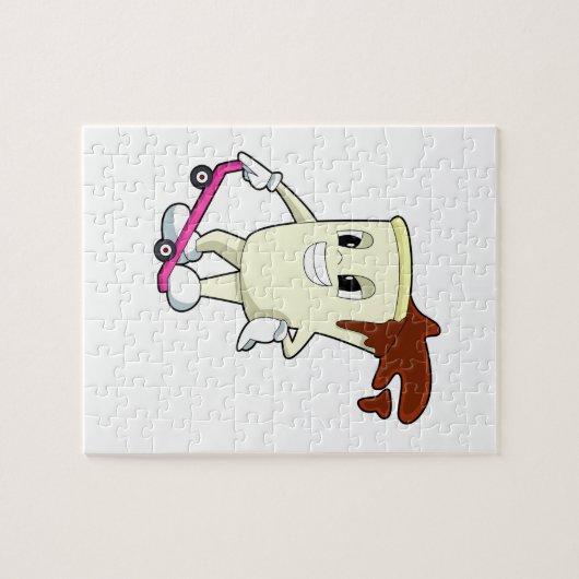 Kaffee als Skater mit Skateboard Puzzle (Horizontal)