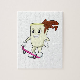 Kaffee als Skater mit Skateboard Puzzle