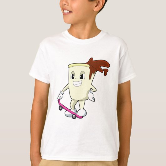 Kaffee als Skater mit Skateboard T-Shirt (Vorderseite)