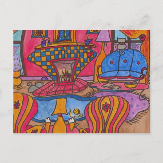 Kaffee am Feuer Postkarte (Vorderseite)