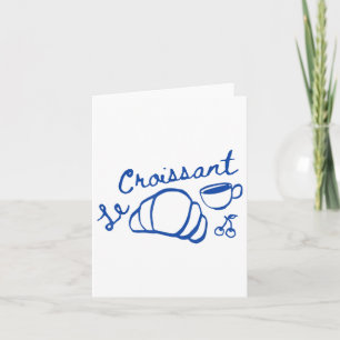 Kaffee & Croissant Französisches Retro-Grafik Karte