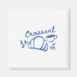 Kaffee & Croissant Französisches Retro-Grafik Magnet