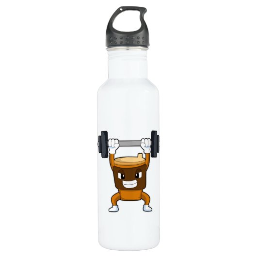Kaffee an Strandtraining mit Barbell Edelstahlflasche (Vorderseite)