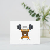 Kaffee an Strandtraining mit Barbell Postkarte (Stehend Vorderseite)