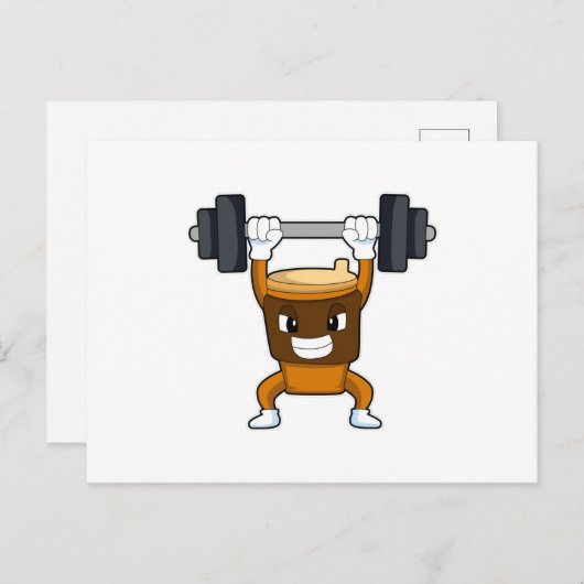 Kaffee an Strandtraining mit Barbell Postkarte (Vorne/Hinten)