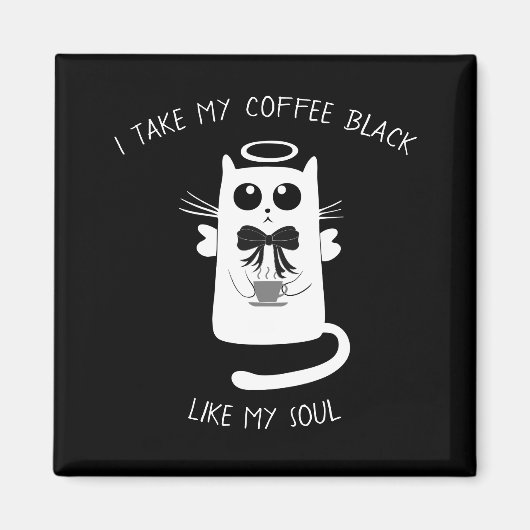 Kaffee Angel Cat Magnet (Vorne)