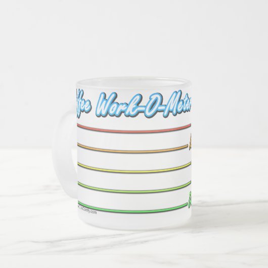 Kaffee Arbeit-O-Meter, lustige Kaffee-Spaß-Tasse Mattglastasse (Vorderseite Links)
