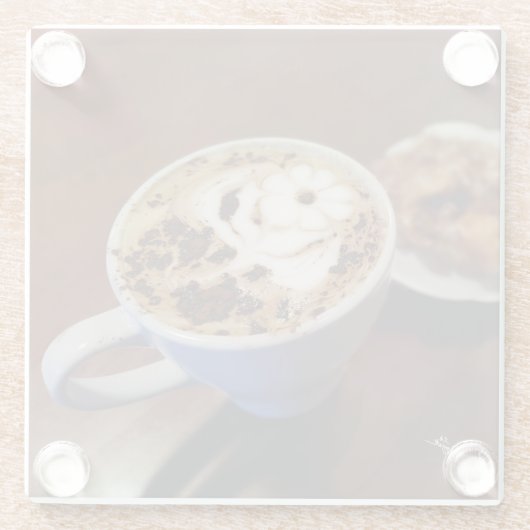 Kaffee Art Café Latte Coffee Cup Rustikal Glasuntersetzer (Rückseite)