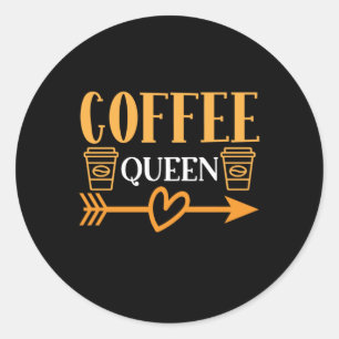 Kaffee Art Coffee Queen Runder Aufkleber