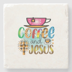 Kaffee Art Coffee und Jesus Steinuntersetzer