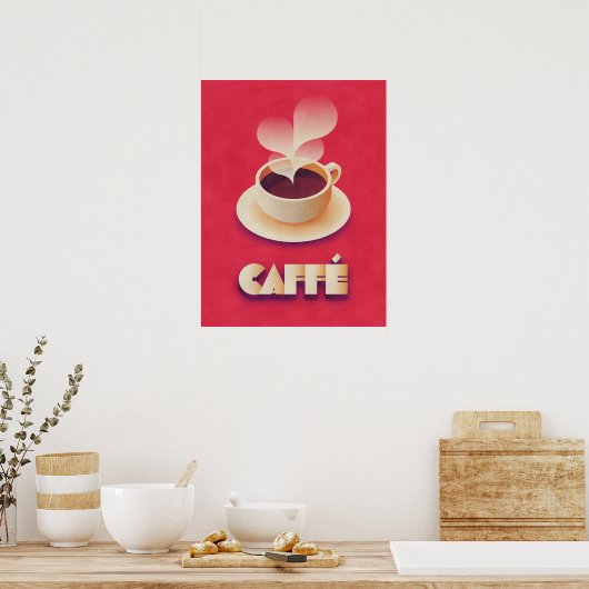 Kaffee Art Deco Red Poster (Küche)