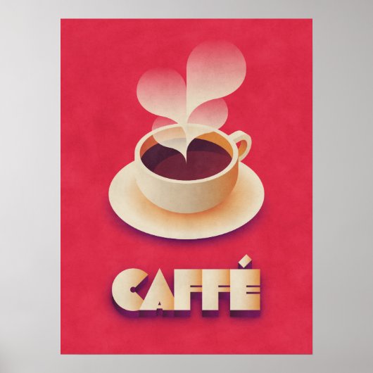 Kaffee Art Deco Red Poster (Vorne)