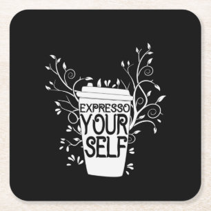 Kaffee Art Expresso Rechteckiger Pappuntersetzer