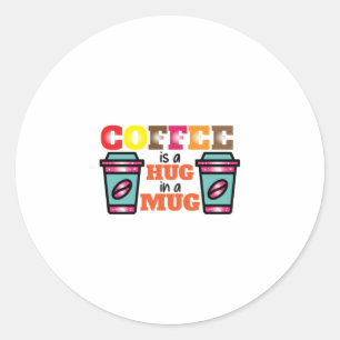 Kaffee Art Kaffee ist ein Schluck in einer Tasse Runder Aufkleber
