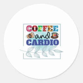 Kaffee Art Kaffee und Cardio Runder Aufkleber