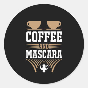 Kaffee Art Kaffee und Mascara Runder Aufkleber