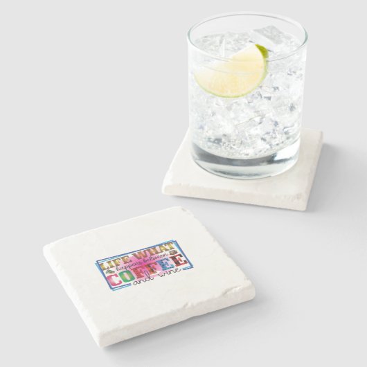 Kaffee Art Kaffee und Wein Steinuntersetzer (Seitenansicht)