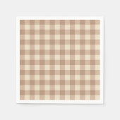 Kaffee Ästhetik Beige und Weiß Gingham Muster Serviette (Vorderseite)