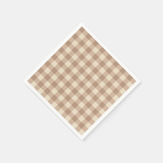 Kaffee Ästhetik Beige und Weiß Gingham Muster Serviette (Ecke)
