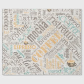 Kaffee auf Burlap Word Cloud Aquamarin ID283 Geschenkpapier (Flach)