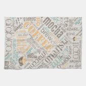 Kaffee auf Burlap Word Cloud Aquamarin ID283 Küchentuch (Horizontal)