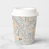 Kaffee auf Burlap Word Cloud Aquamarin ID283 Pappbecher (Rechts)