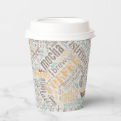 Kaffee auf Burlap Word Cloud Aquamarin ID283 Pappbecher (Vorderseite)