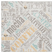 Kaffee auf Burlap Word Cloud Aquamarin ID283 Stoff (Muster)