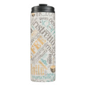 Kaffee auf Burlap Word Cloud Aquamarin ID283 Thermosbecher (Vorderseite)