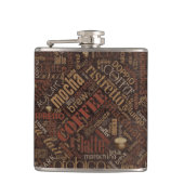 Kaffee auf Burlap Word Cloud Brown ID283 Flachmann (Vorderseite)