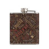 Kaffee auf Burlap Word Cloud Brown ID283 Flachmann (Rückseite)