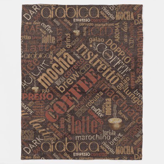 Kaffee auf Burlap Word Cloud Brown ID283 Fleecedecke (Vorderseite)