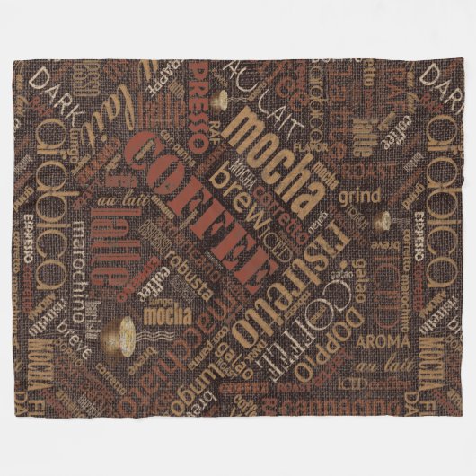 Kaffee auf Burlap Word Cloud Brown ID283 Fleecedecke (Vorderseite (Horizontal))