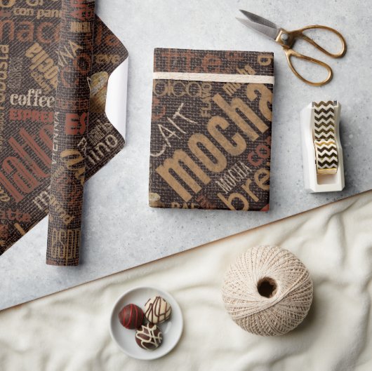 Kaffee auf Burlap Word Cloud Brown ID283 Geschenkpapier (Kunsthandwerk)