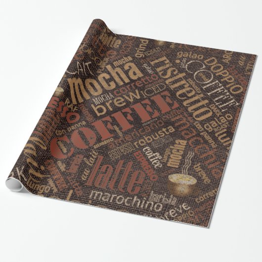Kaffee auf Burlap Word Cloud Brown ID283 Geschenkpapier (Ungerollt)