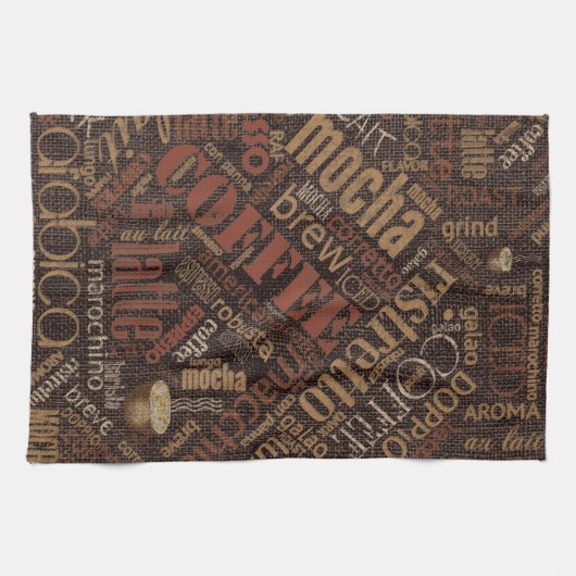 Kaffee auf Burlap Word Cloud Brown ID283 Geschirrtuch (Horizontal)