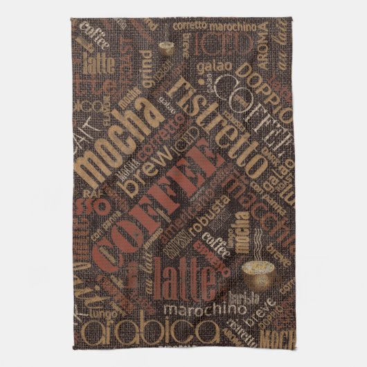 Kaffee auf Burlap Word Cloud Brown ID283 Geschirrtuch (Vertikal)