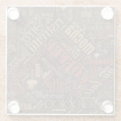 Kaffee auf Burlap Word Cloud Brown ID283 Glasuntersetzer (Rückseite)