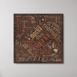 Kaffee auf Burlap Word Cloud Brown ID283 Leinwanddruck