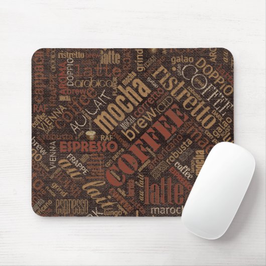 Kaffee auf Burlap Word Cloud Brown ID283 Mousepad (Mit Mouse)