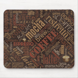 Kaffee auf Burlap Word Cloud Brown ID283 Mousepad