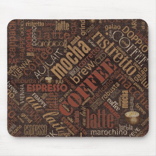 Kaffee auf Burlap Word Cloud Brown ID283 Mousepad (Vorne)