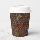 Kaffee auf Burlap Word Cloud Brown ID283 Pappbecher (Rückseite)