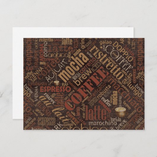 Kaffee auf Burlap Word Cloud Brown ID283 Postkarte (Vorne/Hinten)