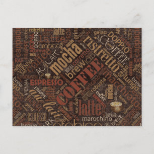 Kaffee auf Burlap Word Cloud Brown ID283 Postkarte