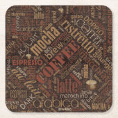 Kaffee auf Burlap Word Cloud Brown ID283 Rechteckiger Pappuntersetzer (Vorderseite)